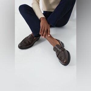 FLATTERED Brown Croc Leather Sara Loafers Shoes, 7.5, Like New!